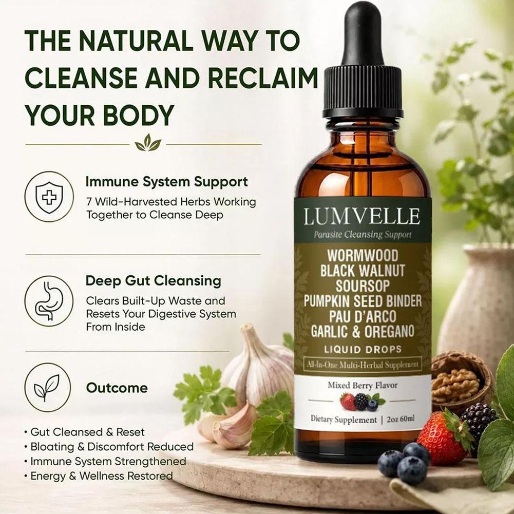 Herbal Wellness Liquid - 60ml ウォームウッドハーブドロップス、7種の植物成分配合、ミックスベリー風味の液体栄養補助食品、日々の消化器系の健康のために