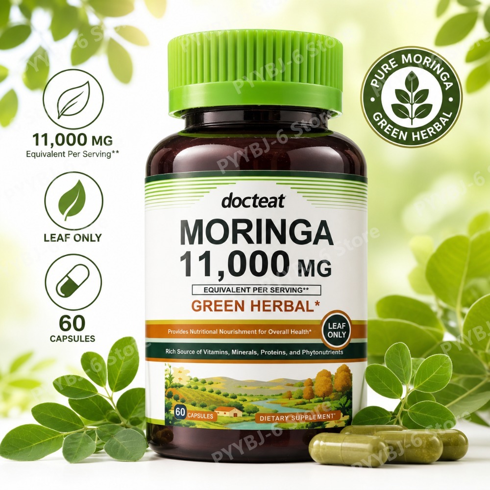 Green Herbal Wellness - モリンガ 11000mg グリーンハーブサプリメント 60カプセル 葉のみ50:1抽出物 抗酸化作用