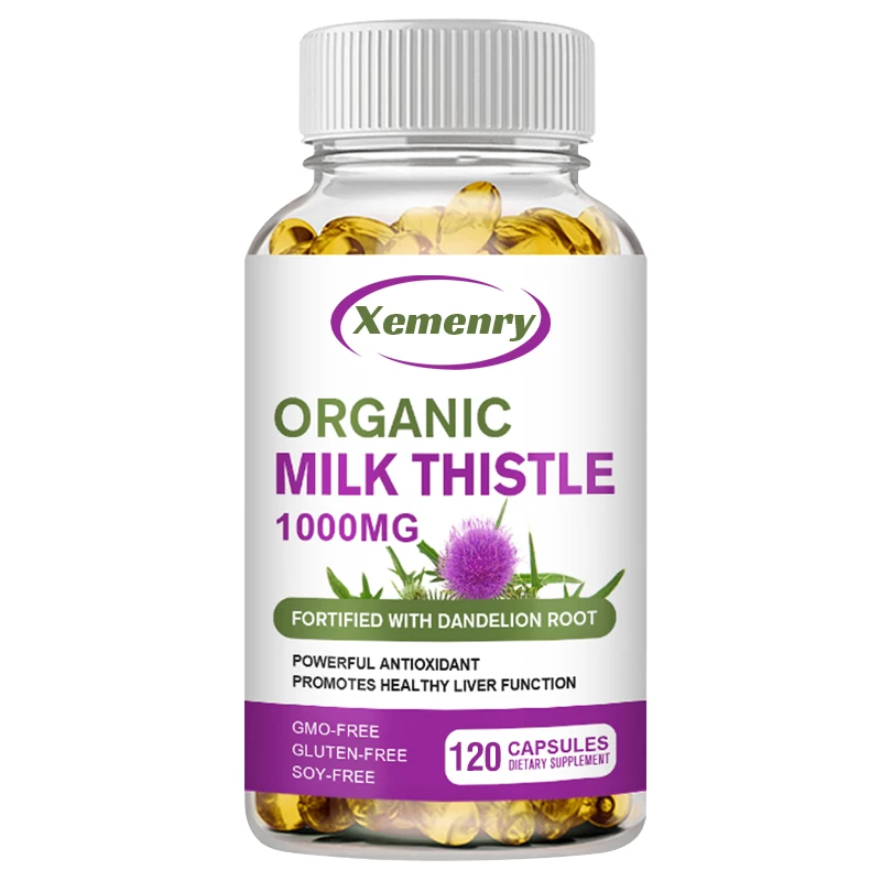 Milk Thistle Silymarin - オオアザミカプセル 1000mg シリマリン＆タンポポ根 肝臓の健康、心血管の保護、抗酸化デトックスサポート