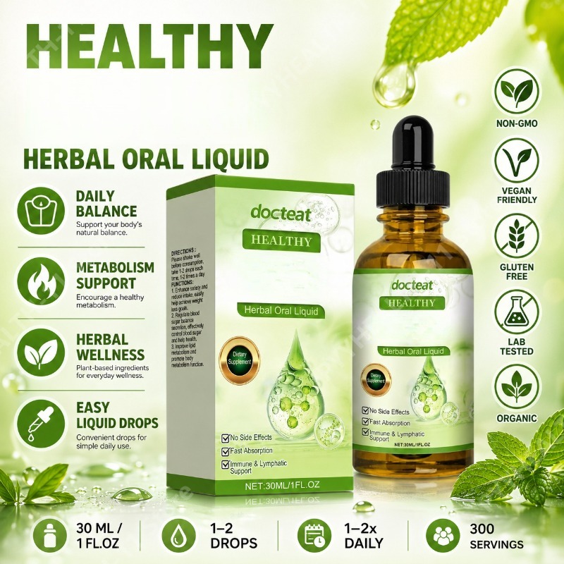 Herbal Wellness Liquid - ミント葉エキス＆ビタミンB1ハーブ液状ドロップス 毎日の栄養補給で一般の健康と健康的なライフスタイルをサポート 30mL