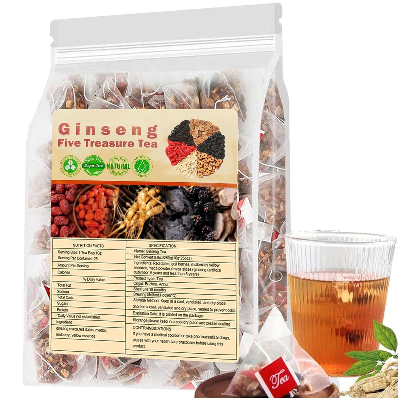 高麗人参五宝茶腎臓茶、天然漢方茶、男性と女性のための腎臓浄化 - Herbal Wellness Supplement のレビューと価格